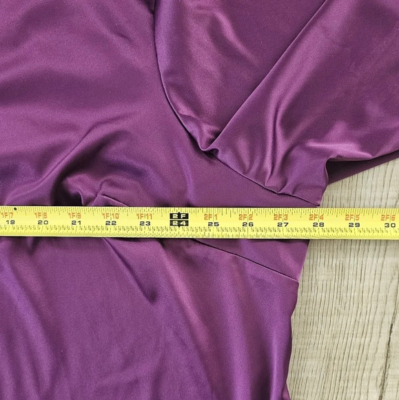 Lane Bryant Silky Plum V Neck Button Down Blouse, Size 24 - Picture 2 of 5